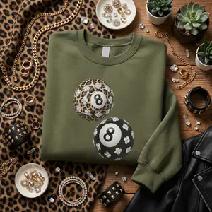 Leopard Clover Diamond 8-Ball Sweatshirt | Gildan