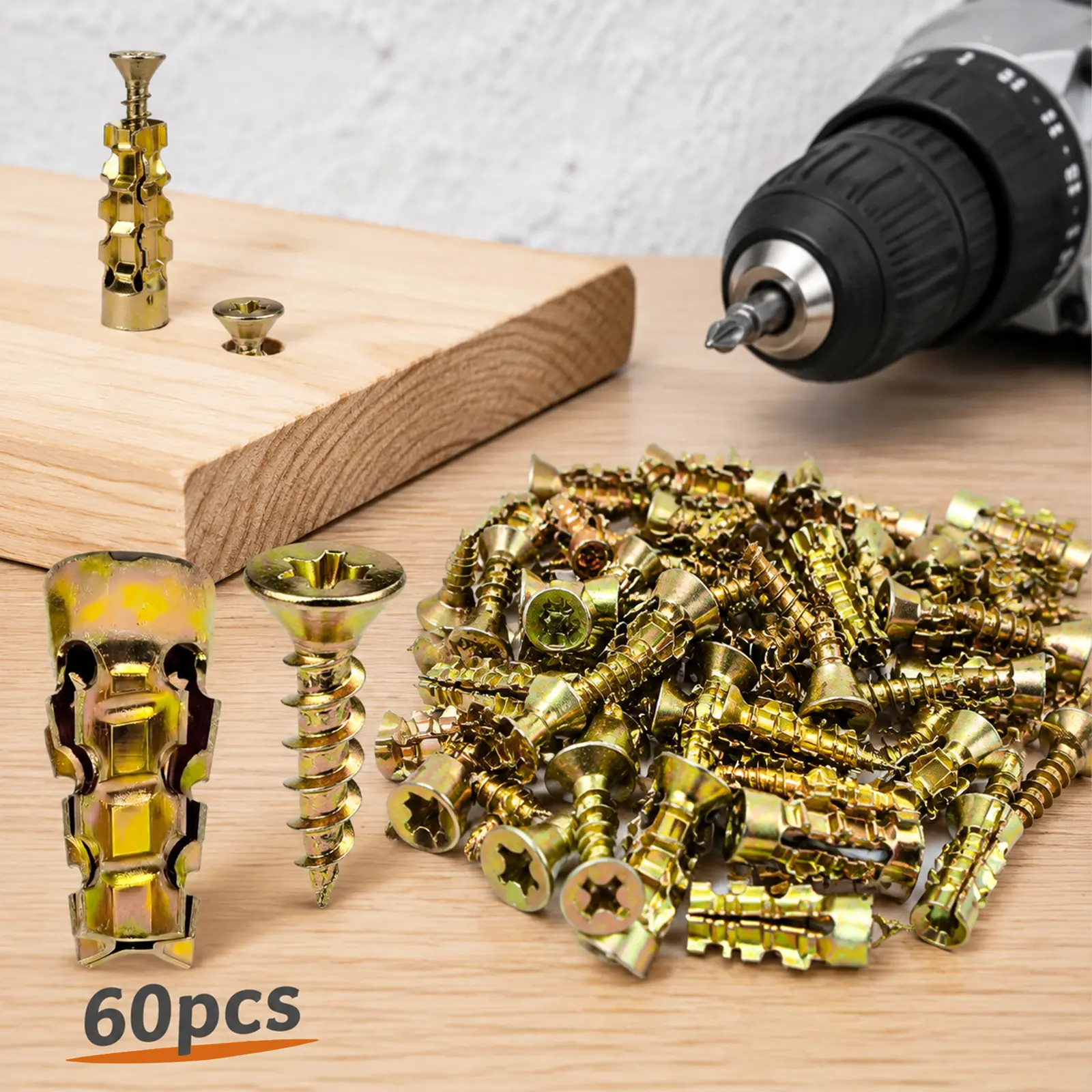240-Count Self-Drilling Metal Expansion Screw Anchors Kit Pack, Heavy-Duty Hollow Wall Anchors with Screws for Concrete Wood Surfaces, Ideal for DIY Users and Loose Hinge Hole Repair