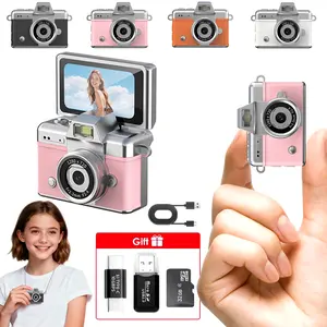 Mini Keychain Digital Camera – Pocket-Size Camera 1080P HD with 1MP Lens, Flash & 0.96" Screen, 32G Card & Charging Cable Included, Retro Vlog Camera for Travel, Concerts, Kids & Instant Party, Sparkling Rose Gold