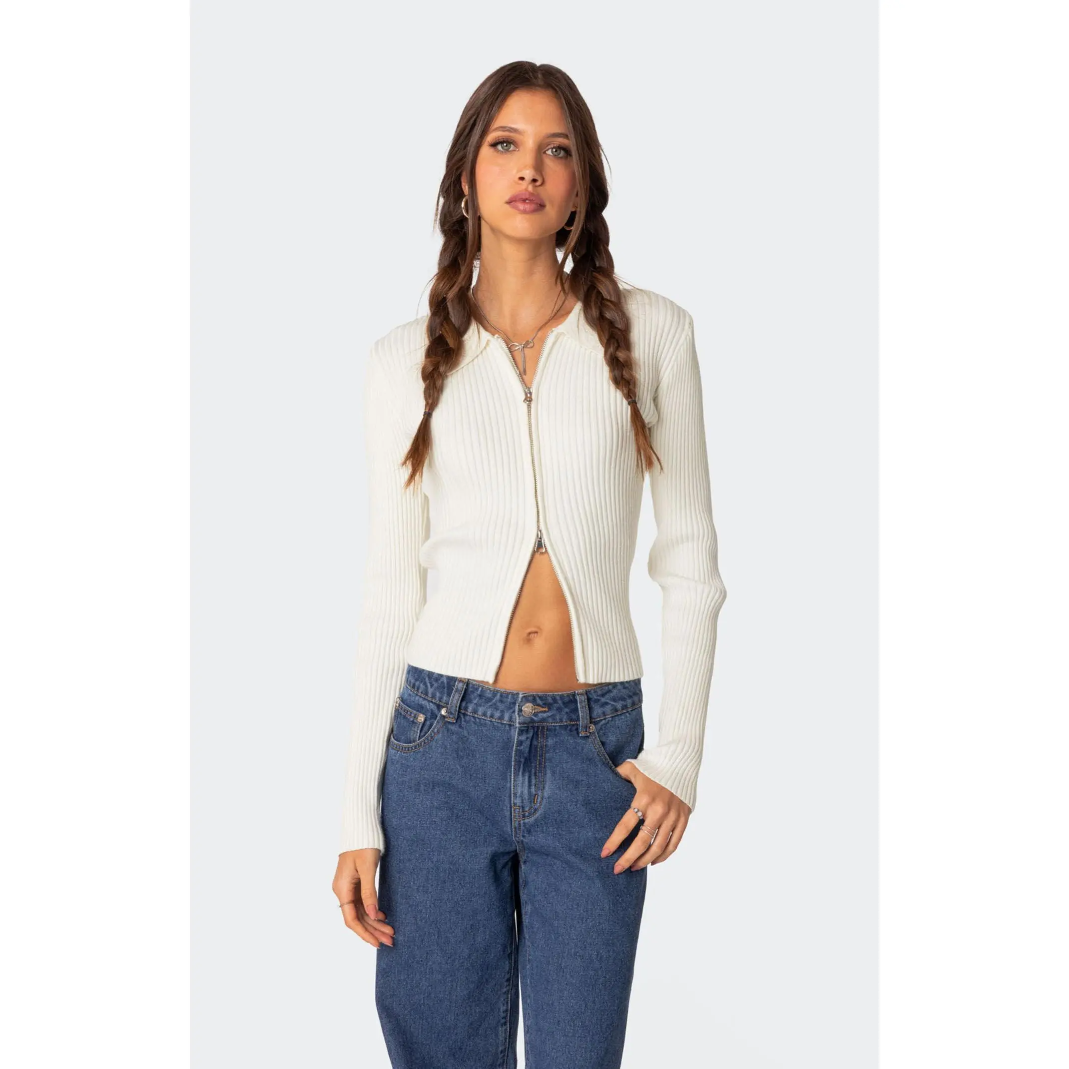 Edikted Women's Cora Knitted Zip Up Cardigan
