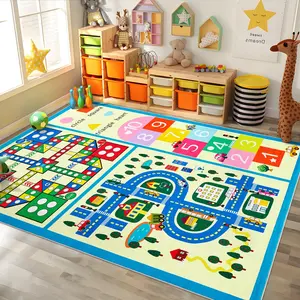 Modern Rug Area Rugs Fun Play Mat Bedroom Playroom Bedside Rugs Washable Soft Learning Play Game Carpet Non-Slip Rug Educational Rug Multicolor