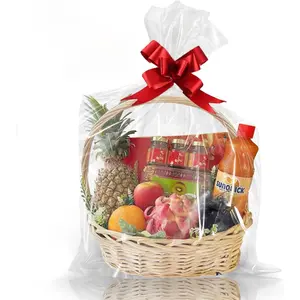 Clear  Bags 10 count 24x30 Inches Large Cellophane Wrap for  Baskets Wrapping Plastic with Ties for  Giving, Packaging Products