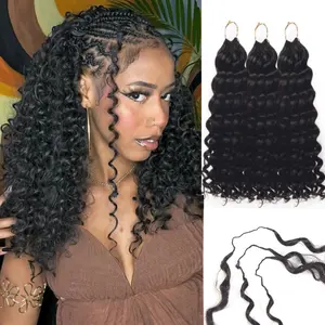 Deep Curly Pre-Separated Feather Crochet 100%Human Hair Extensions For Miracle Knots Boho Braids 4 Bundles Recommended