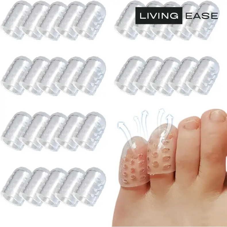 Living Ease Silicone Anti-Friction Toe Protectors Breathable Caps Soft Covers for Ingrown Toenails Calluses & Blisters All Seasons Active Shoe Pedal W