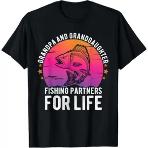 Grandpa and Granddaughter Fishing Partners For Life Fishing T-Shirt