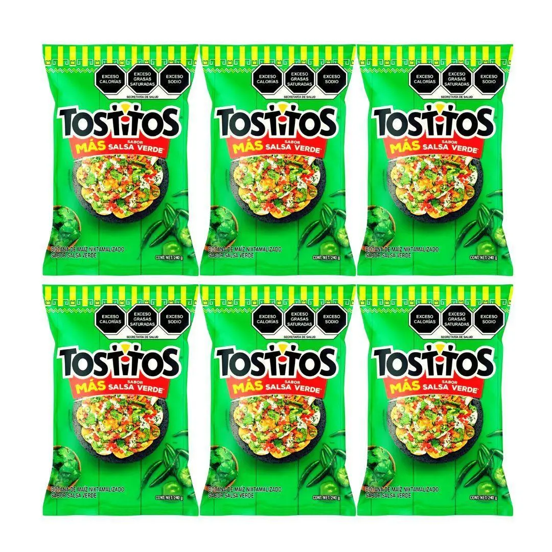 Tostitos Salsa Verde, Sabritas Chips, 6 Small Bags - Traditional Mexican Chips, Tangy, Spicy Snack Crispy Snack Crispy