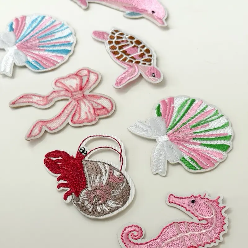 Beach Iron On Patches | DIY Jackets Bags Clothing | Appliqué Dolphin | Seahorse | Crab | Shell