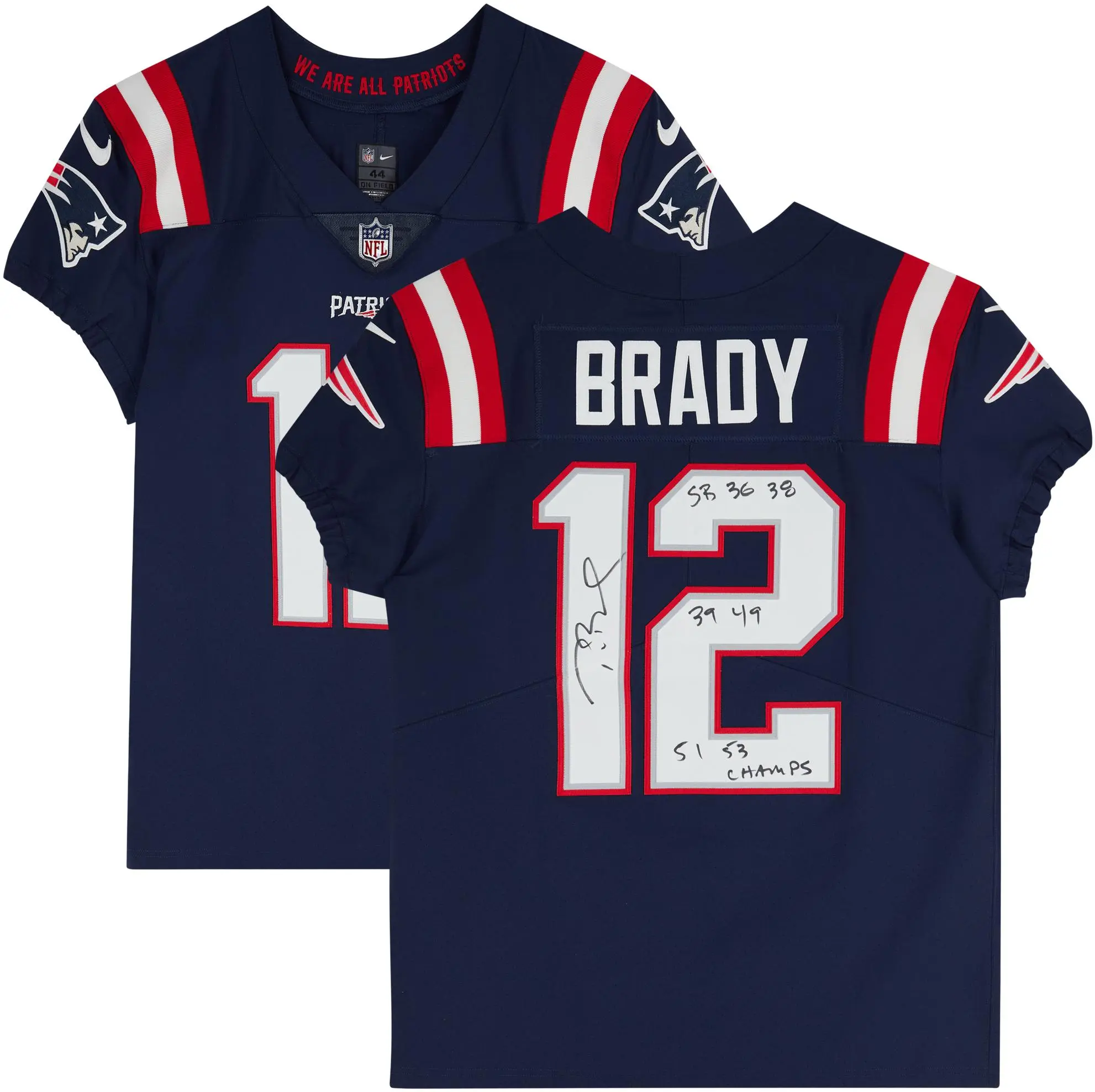Tom Brady New England Patriots Autographed Nike Navy Color Rush Elite Jersey with Multiple Inscriptions - Fanatics Authentic Certified