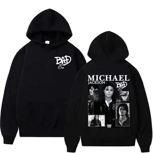 King of Pop Michael Jackson Bad Era Album Hooded Men Women Harajuku Hip Hop Streetwear Sweatshirt Fleece Casual Oversized Hoodie