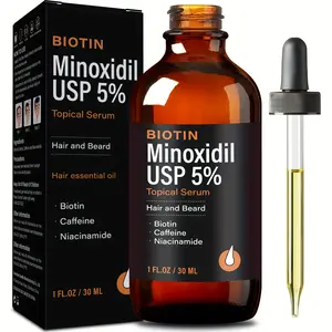 Biotin & Minoxidil 5% Hair Serum for Thicker Looking Hair & Beard | Caffeine + Niacinamide | 1 fl oz