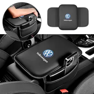 PU Leather Car Center Console Protector Cover, Armrest Storage Box Mat Cover for Vw Golf Tiguan Jetta Passat Polo Scirocco Arteon