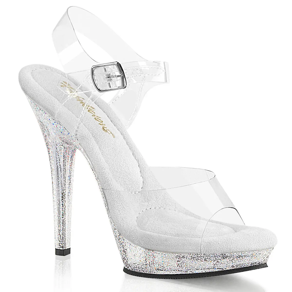 Women's Classy Stylish High-Heel Transparent Platform Sandals - 5 in Heel, Vegan Footwear, Adjustable Ankle Strap, Party Event Shoe (Model LIP-108MG)