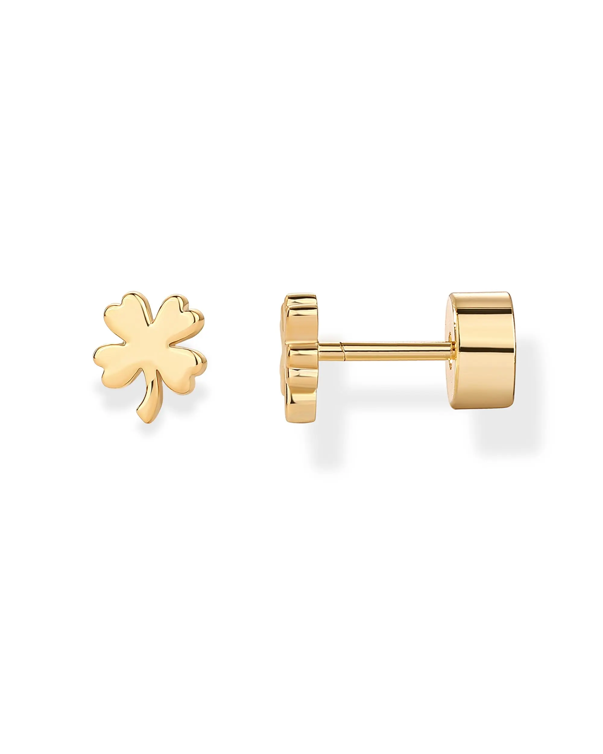 Ladies' 14K gold plated with pure copper stud earrings. Featuring a fashionable four-leaf clover design, these earrings are suitable for both daily and social occasions.