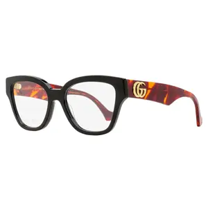 Gucci Sculpted Square Eyeglasses GG1424O 007 Black/Havana 54mm