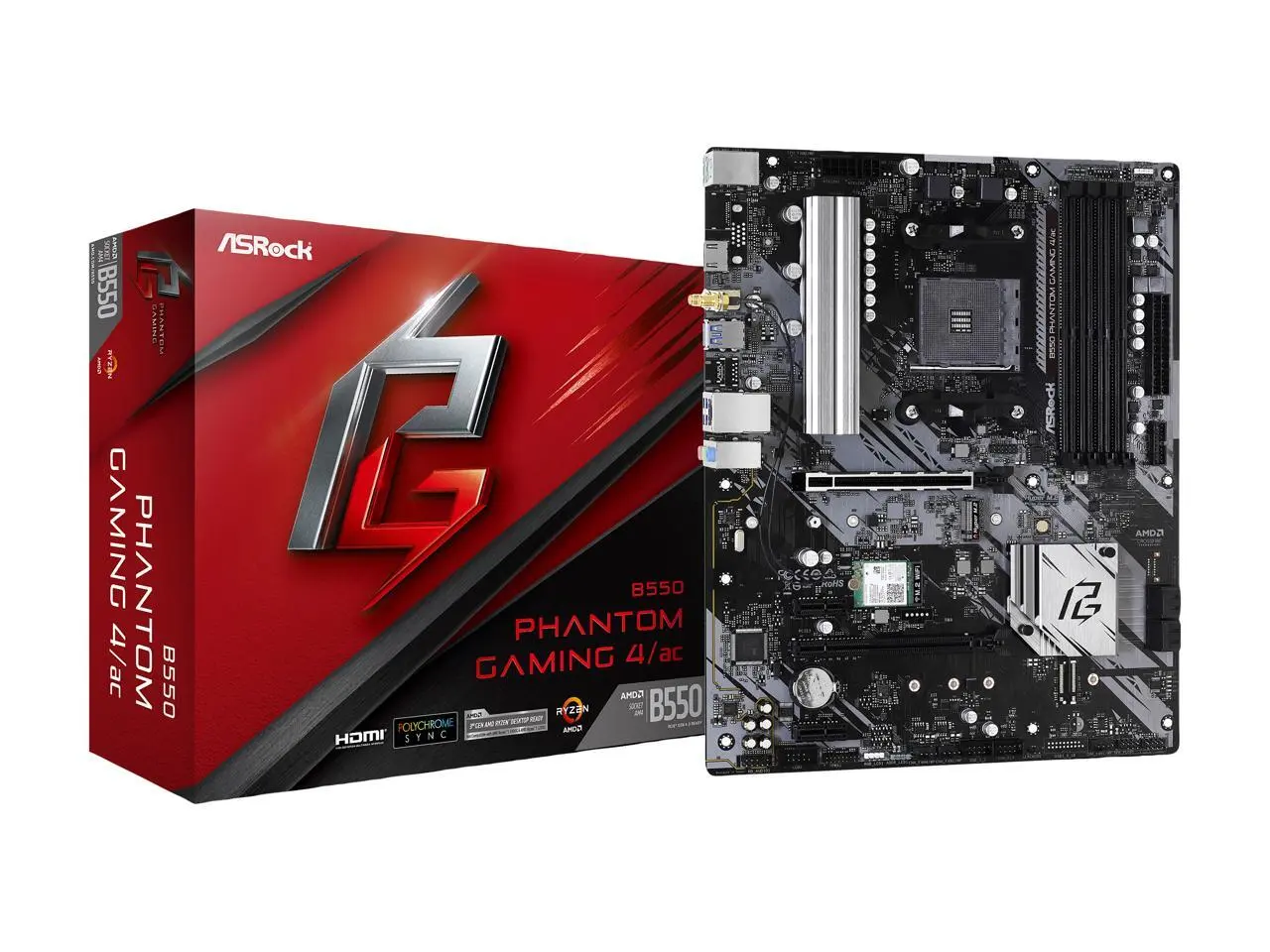 ASRock B550 Phantom Gaming 4/ac AM4 AMD B550 ATX AMD Motherboard ASRock B550 Phantom Gaming 4/ac AM4 AMD B550 ATX AMD Motherboard