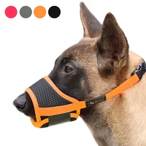 Dog Muzzle,Soft Nylon Muzzle Anti Biting Barking Chewing,Air Mesh Breathable Drinkable Adjustable Loop Pets Muzzle for Small Medium Large Dogs 4 Colors 4 Sizes