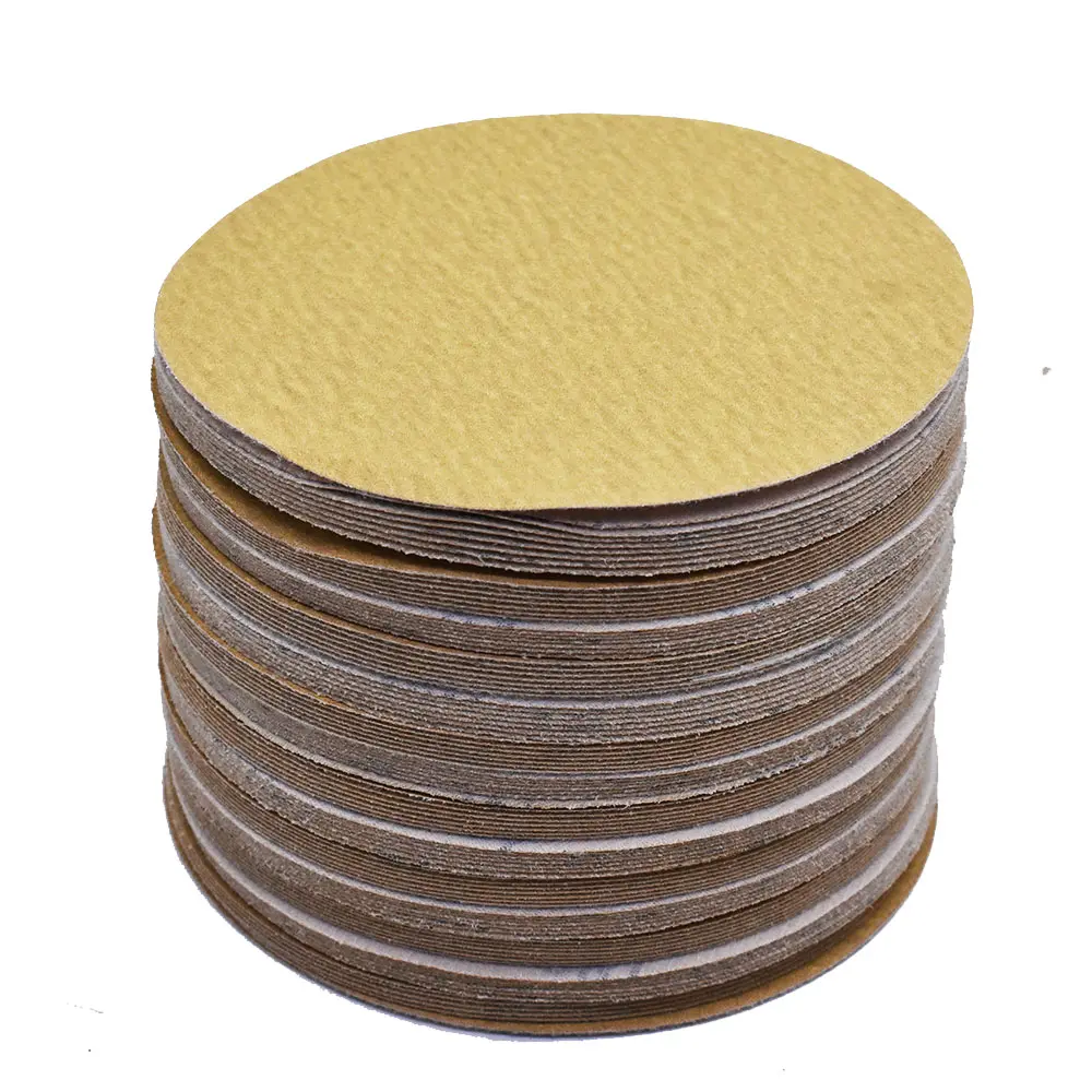 Findmall Heavy Duty Hook-and-Loop Sanding Discs, 5"/6" Sizes, 100-Pack Rolls, 60/80/120/180 Grit Aluminum Oxide Paper, for Resin, Wood, Hardware, Veneers, MDF, Particle Board, Lacquer, Father's Day Gift