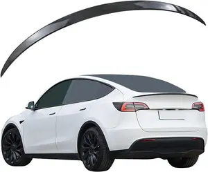 Rear Carbon Fiber Spoiler Wing Compatible with Tesla Model Y 2019 2020 2021 2022 2023 ABS Carbon Fiber Pattern Accessories Rear Trunk Lip Glossy Black