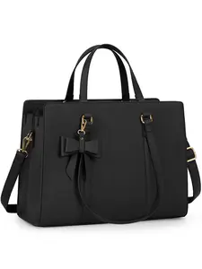 Nubily Women's 15.6 Inch Laptop Bag, Waterproof Leather Strap Computer Bag, Large Lightweight Briefcase, Business Office Handbag, Travel Essentials