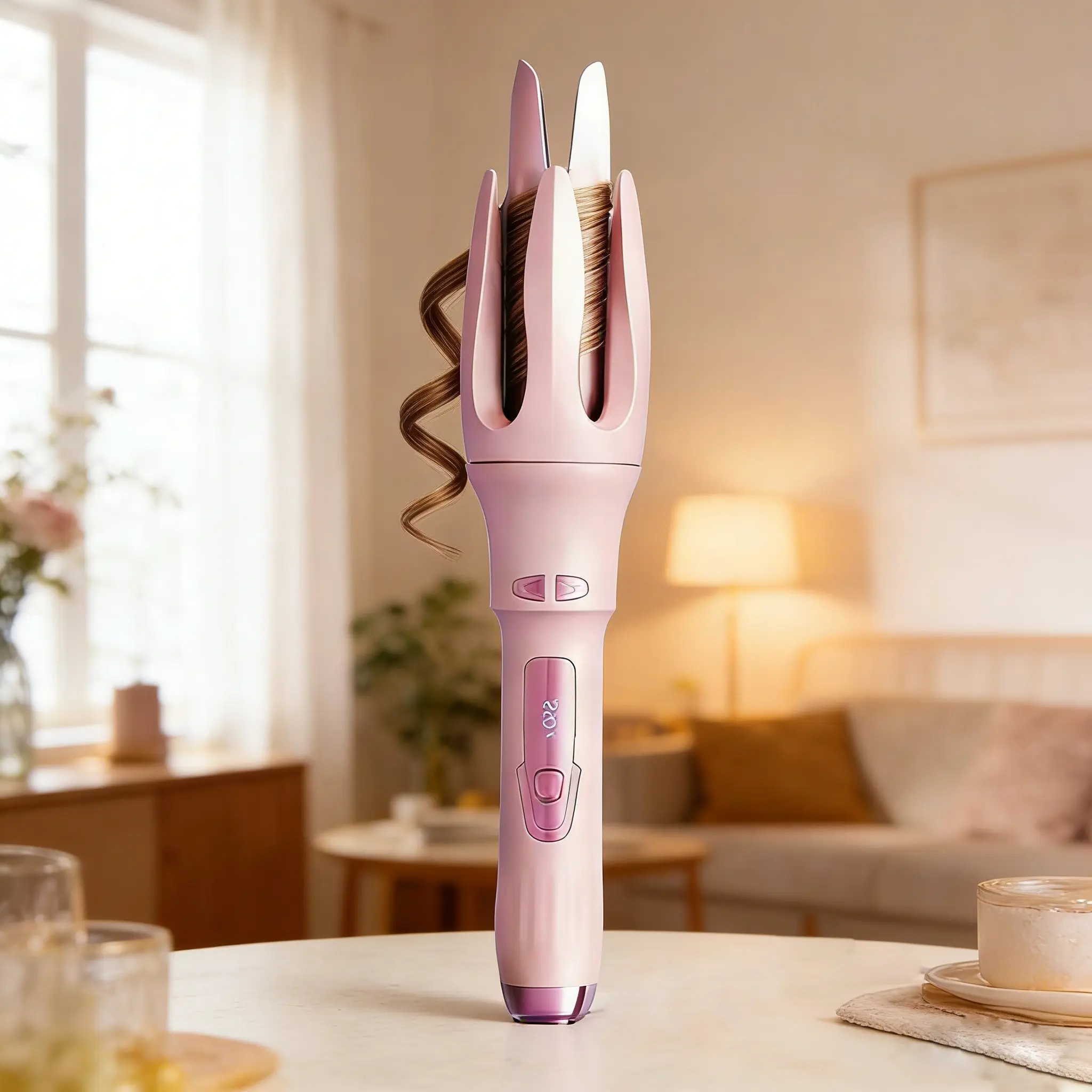 Automatic hair curler, 4-level adjustable temperature, dual-voltage rotating curling iron, rapid heating, automatic power-off, professional hair styling.