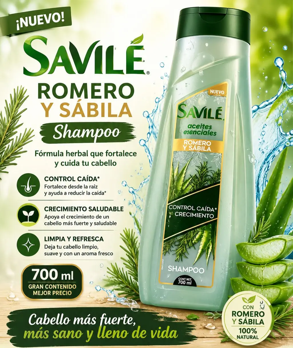 SAVILE Rosemary & Aloe Vera Shampoo for Anti-Breakage, Hydrating & Lightweight Haircare, Sulfate & Paraben Free with Herbal Scent, Reduces Shedding