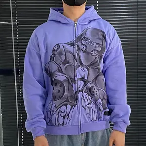 MOODY BLUES ZIP UP Winter Casual Y2K Long Sleeve Medium Length Hoodie with Unique Graphic Design