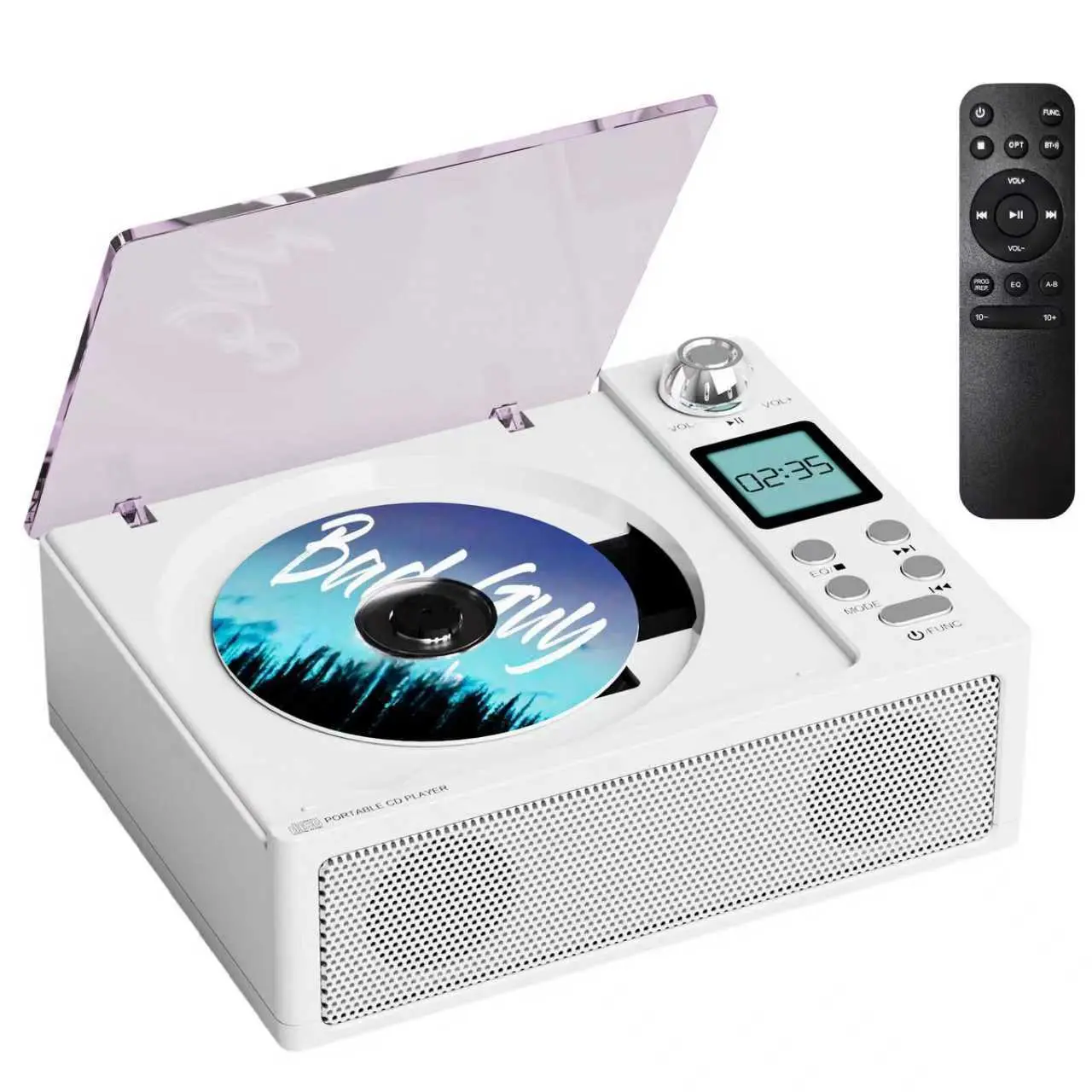 M-Amazup Retro Multifunctional CD Player - Compact Wireless Bluetooth Hi-Fi Audio Player with Dual Speakers, LCD Display, Rechargeable Portable Design, Radio, Remote, USB/TF Card Support, Father’s Day & Birthday Gift for Grandparents, Stereo
