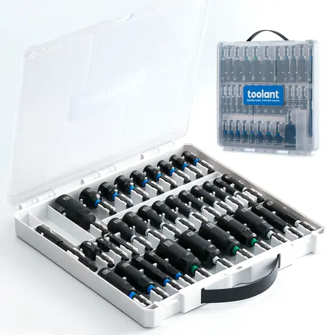 TOOLANT Multifunctional Screwdriver All-in-1 Magnetic Nut Driver Set - 1/4 Quick Change Impact Kit, 5~13mm & 17mm SAE/Inch, Screwdriver Bits, Socket Adapters, Bit Extension, Wing Nut Accessory, High Quality Hardware, Industrial Heavy Duty for Mechanics