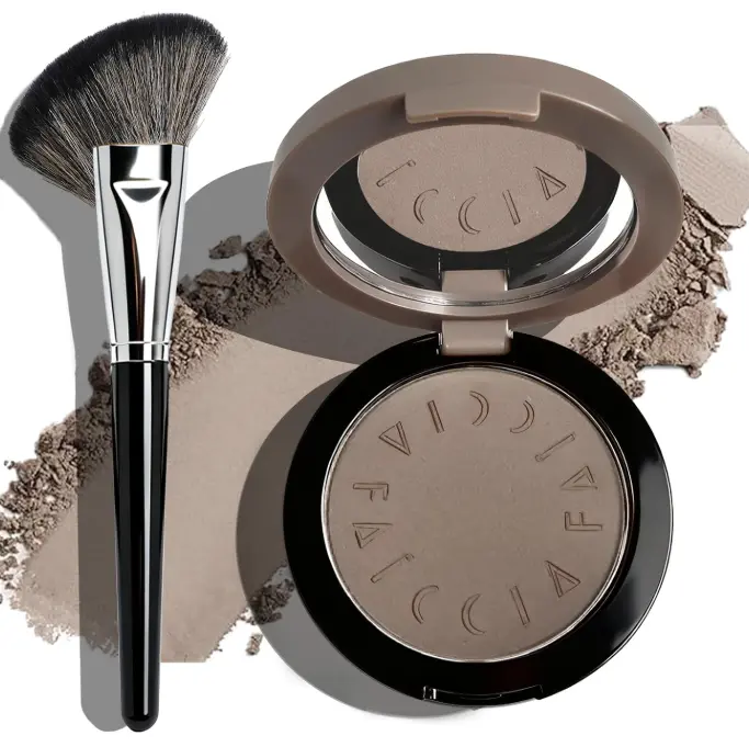 Cool Toned Contour Palette with Mirror, Taupe Grey Contour Powder for Fair Pale Light Cool Toned Skin, Nose Contouring Bronzer Powder with Face Brush