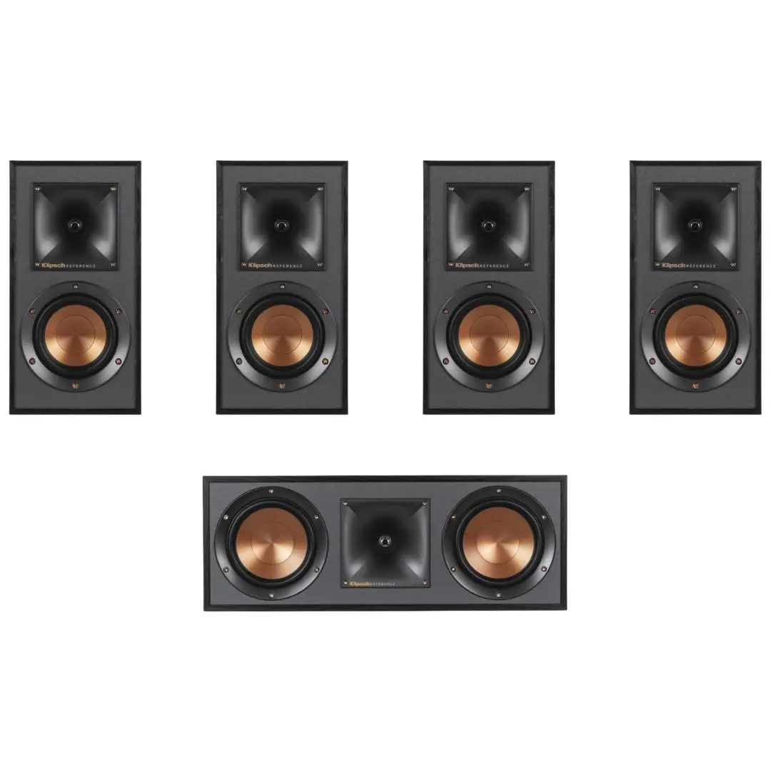 Klipsch R-41M Compact Bookshelf Home Speakers - Compact Form, Powerful Audio, Detailed Sound, Modern & Stylish Design - Set of 2, Black for Audiophiles, Home Audio Setup, Stylish Addition