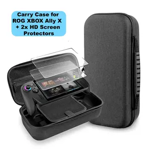Portable Travel Case for ROG XBOX Ally X Console + 2x HD Screen Protectors | Protective Storage Bag & Tempered Film Kit for ASUS ROG XBOX Ally X Handheld | All-in-One Accessory Bundle Protection Gaming Accessories
