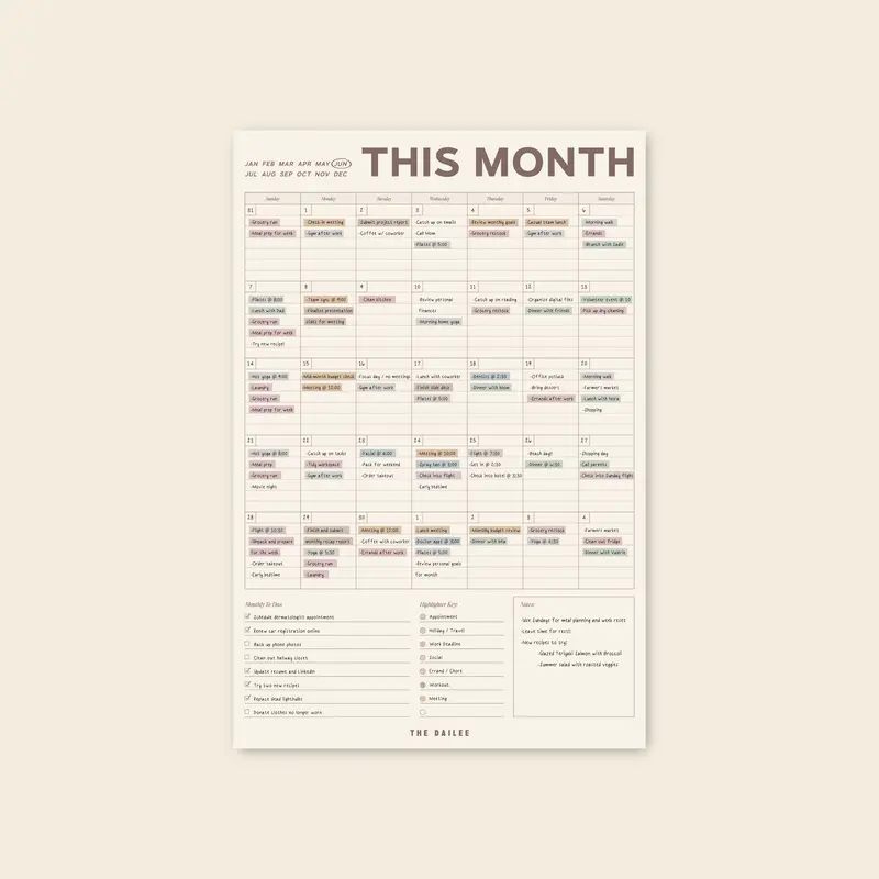 Horizontal Fridge Calendar with Calendar Design - At-a-Glance Full Monthly View Planner, Office Stationery, Home-Work Organization Tool That Keeps Household Organized for Busy Schedules