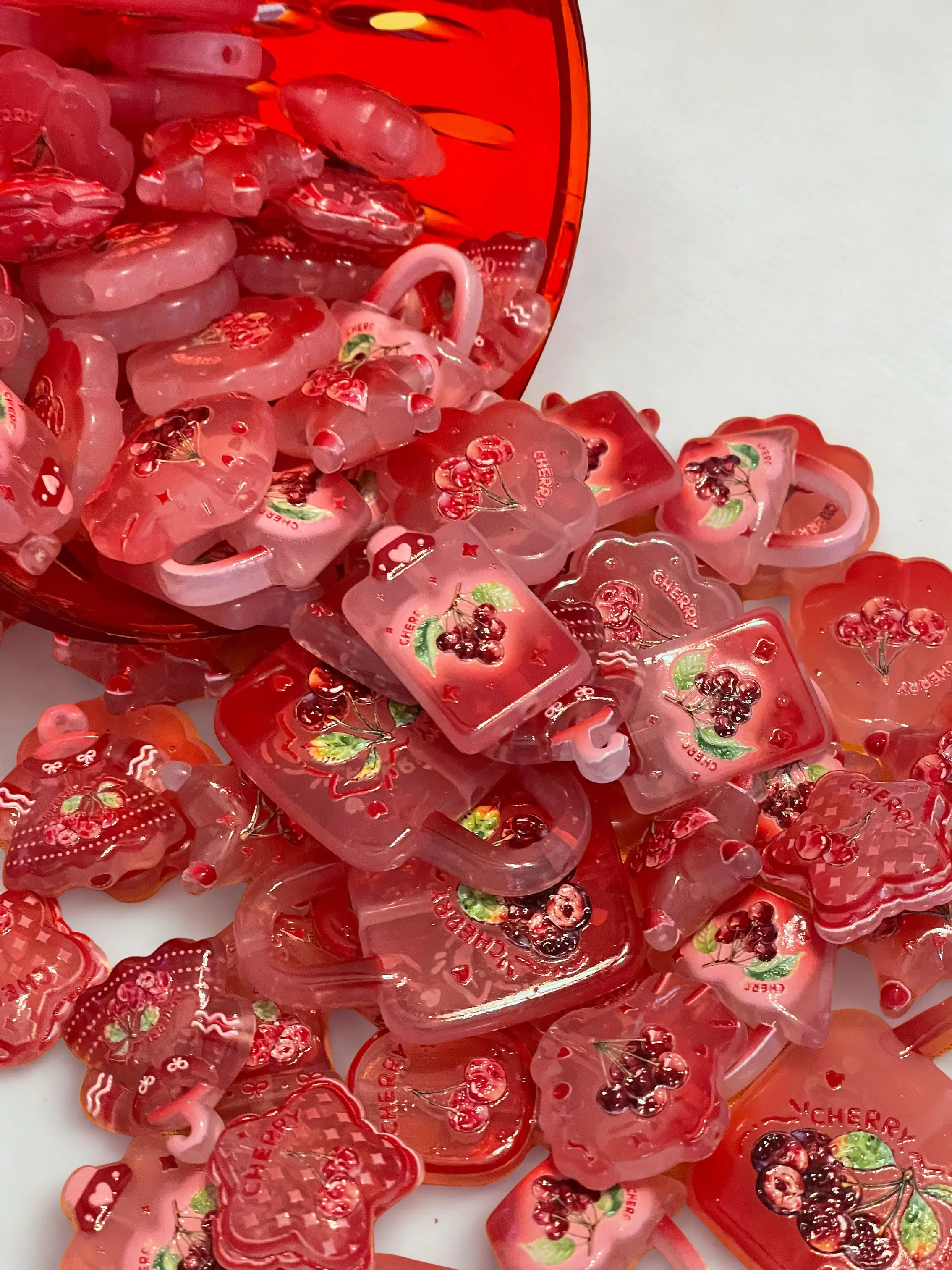 Cherry Acrylic Beads – Red Fruit Beads for DIY Jewelry, Bracelets & Kawaii Crafts