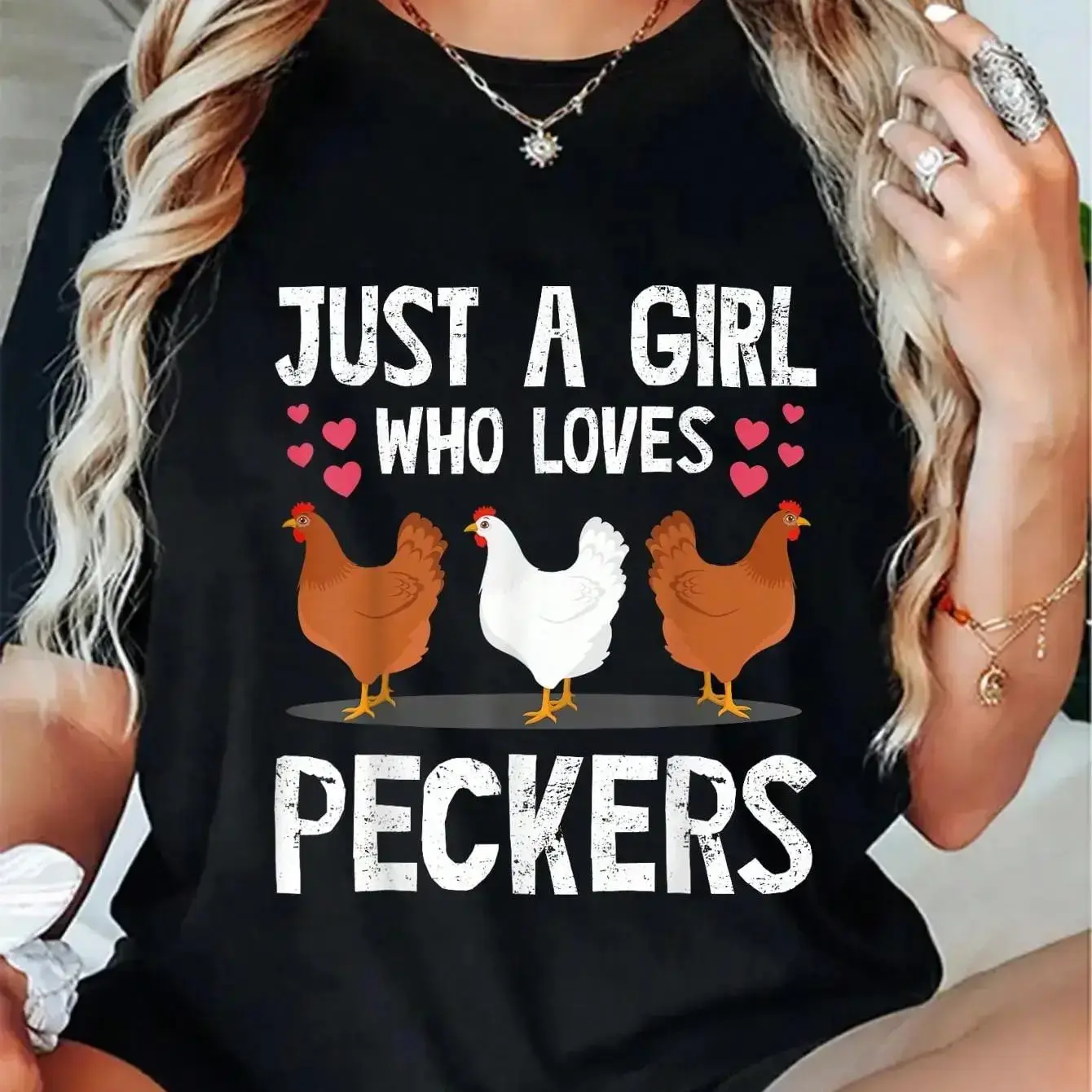 100% Cotton Funny Chicken Owner Art For Women Girls Chicken Lover Farmer T-Shirt Fit Crewneck zsg08