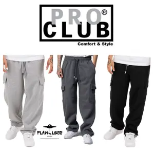 PROCLUB Men’s Heavyweight Cargo Sweatpants Casual Fleece Pants Plain Menswear Oversized Baggy