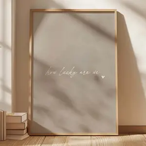 [Sale off up to 65%][Free Ship][No Frame] How Lucky Are We Wall Art Print, Minimalist Wall Art, Sentimental Living Room Decor, Couples Boyfriend Girlfriend Gift, Love Heart Art