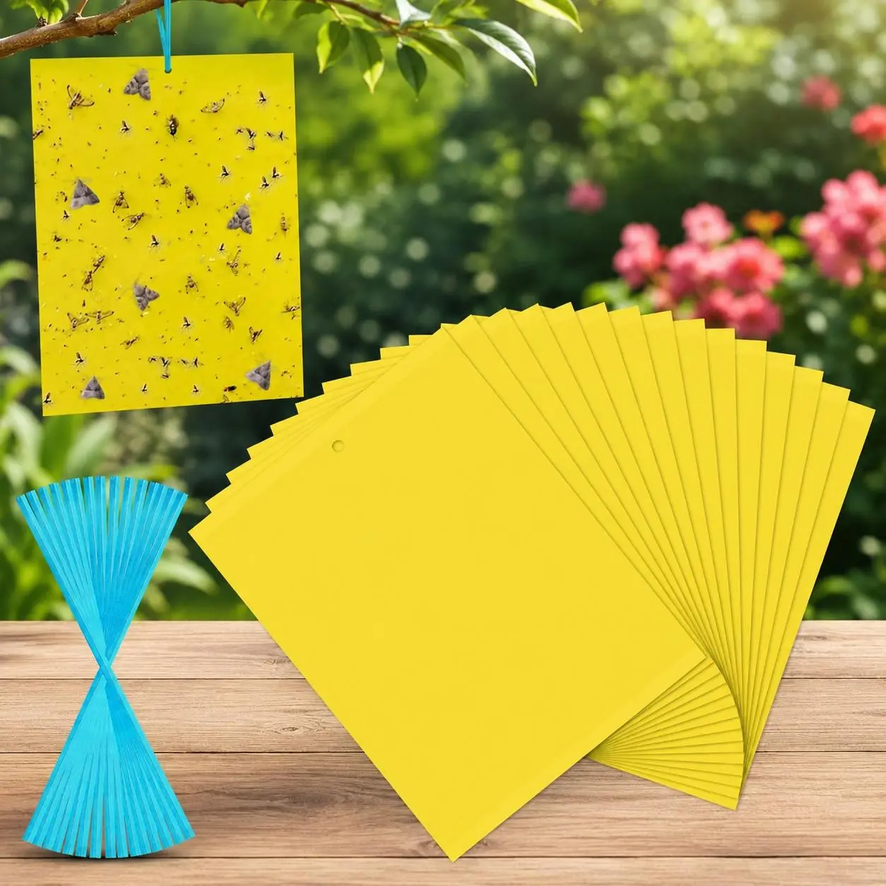 Larval Insect Trapping Sticky Patch - Strong Wet Adhesive, Garden Pest Control, Pumpkin Vine Borer Beetle Trap, Captures More Pests, Includes Metal Cable Ties for Outdoor Use