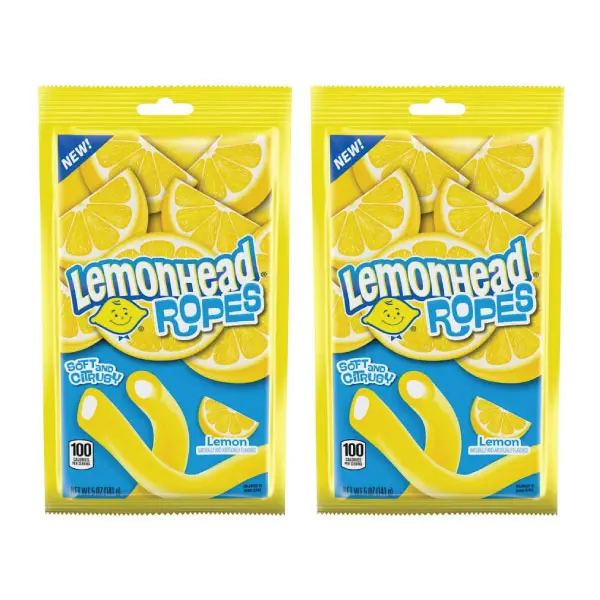Lemonheads Ropes 5 oz (Pack of 2) - Sweet and Sour Flavor, Chewy Texture, Perfect for Party Favors and Snacks, Ideal for All Ages - Bonbon Candy