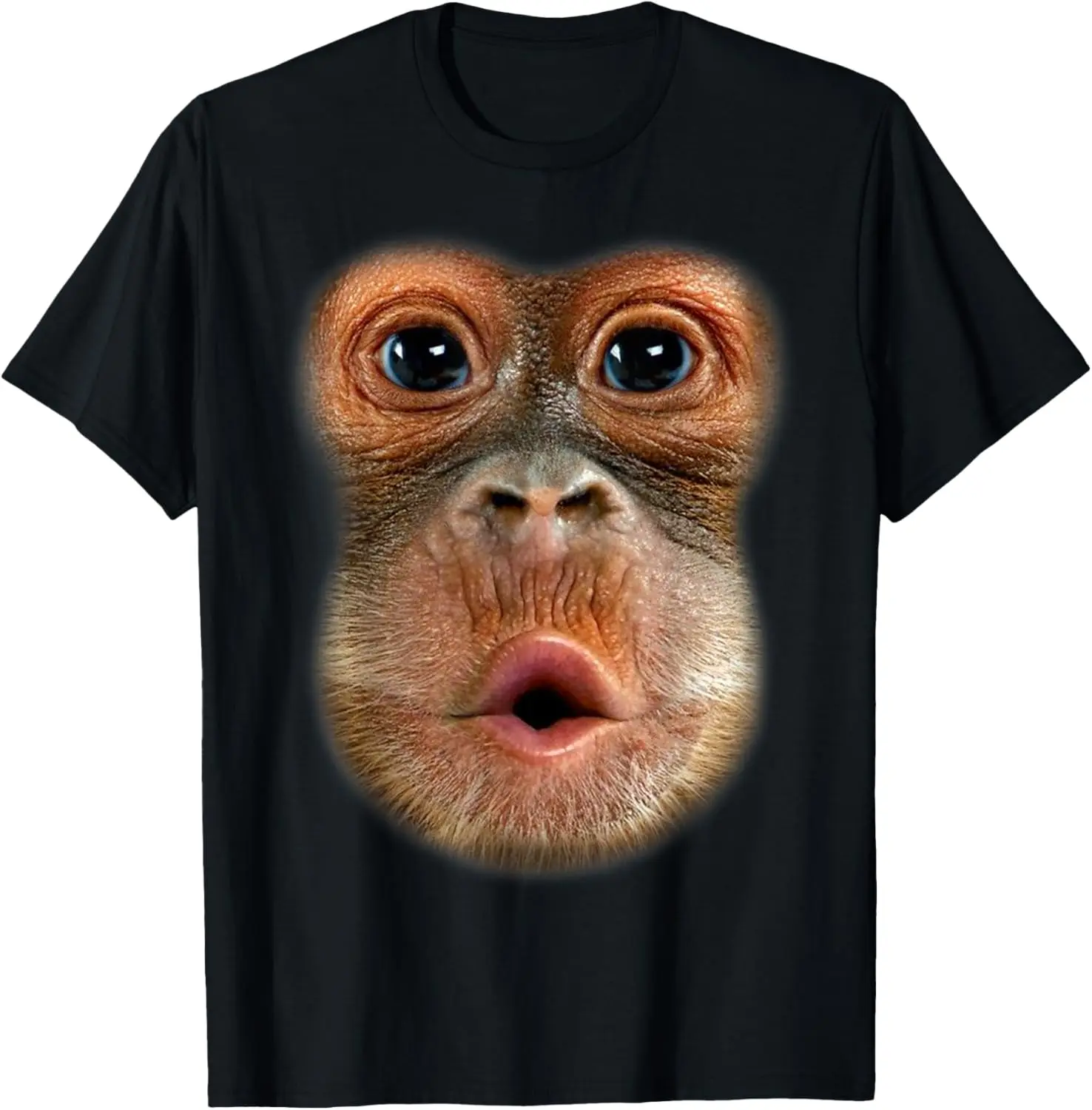 Men's Cotton Round Neck Short-Sleeve Tee - Funny Monkey Stomach Meme Design, Casual Streetwear Menswear T-Shirt Top Tropical