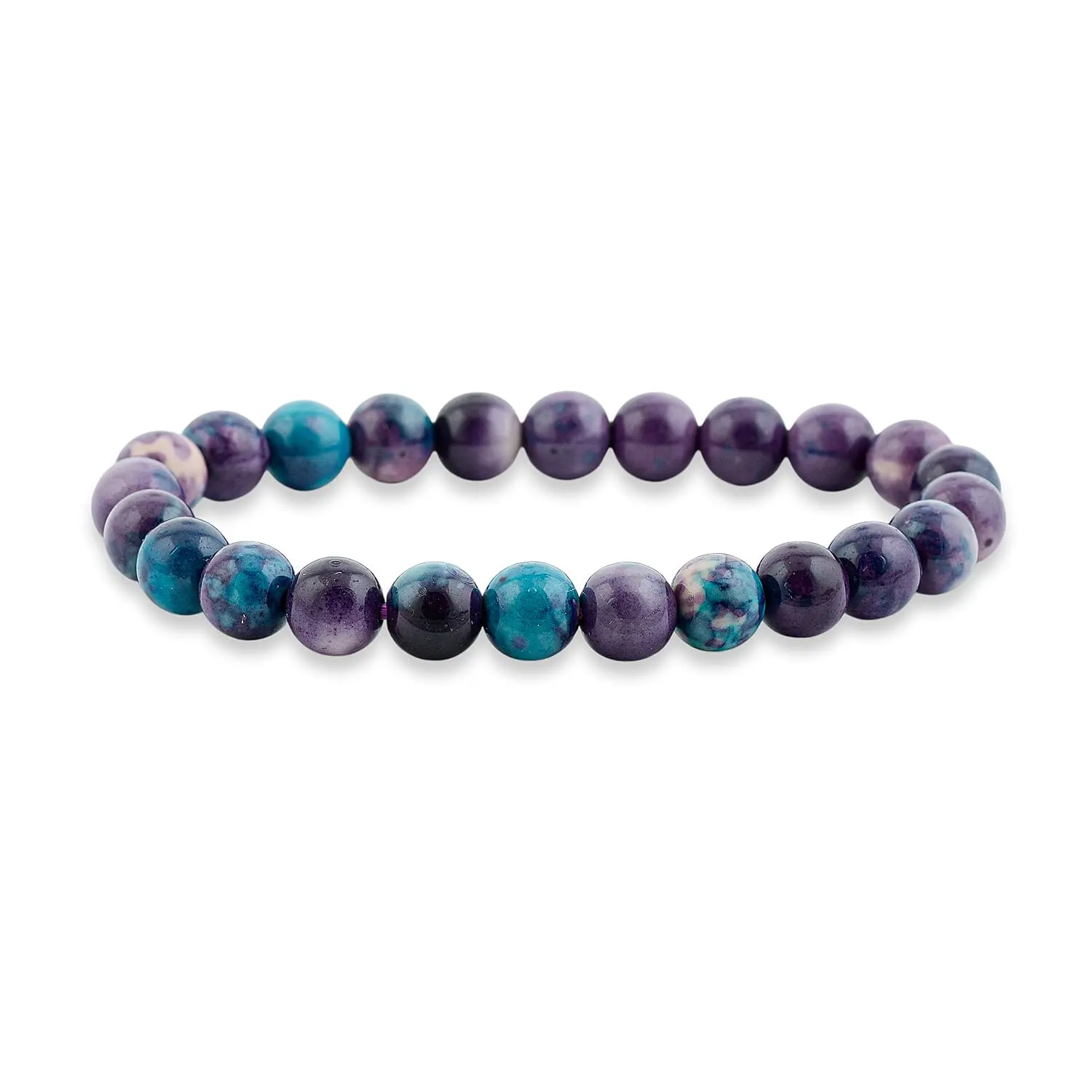 Multi Blue Agate Beaded Stretch Bracelet 80.00 ctw