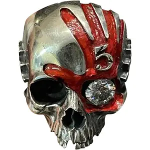 Five Finger Death Punch Skull Bone Ring | FFDP Fan Inspired Heavy Metal Rock Band Ring | Stainless Steel Biker Gothic Punk Ring | Unisex for Rock Fans Daily Wear Concert Birthday Gift