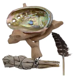 White Sage Kit with Abalone Shell and Feather Complete Set