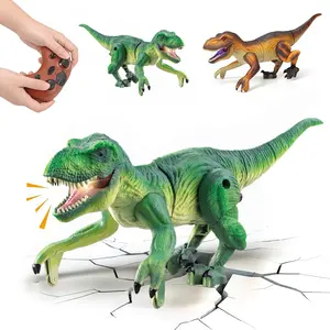 Realistic Remote Control Dinosaur Toy, Easy-to-Assemble Small RC Dino with Roaring Sounds & LED Lights, Cute Robot Dinosaur Gift for Boys & Girls Ages 3–5, 5–7, 8–12 dinosaur car t-rex rcdino
