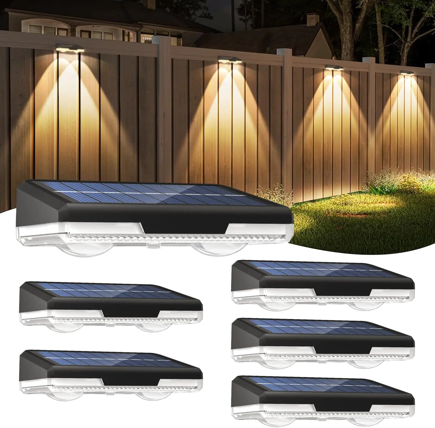 Outdoor solar fence lights, 9 modes RGB solar-powered wall lights, IP65 waterproof LED deck step lights for patio, pool, yard, garden, and gate decor,dorm essentials,home decor,home essentials,camping essentials