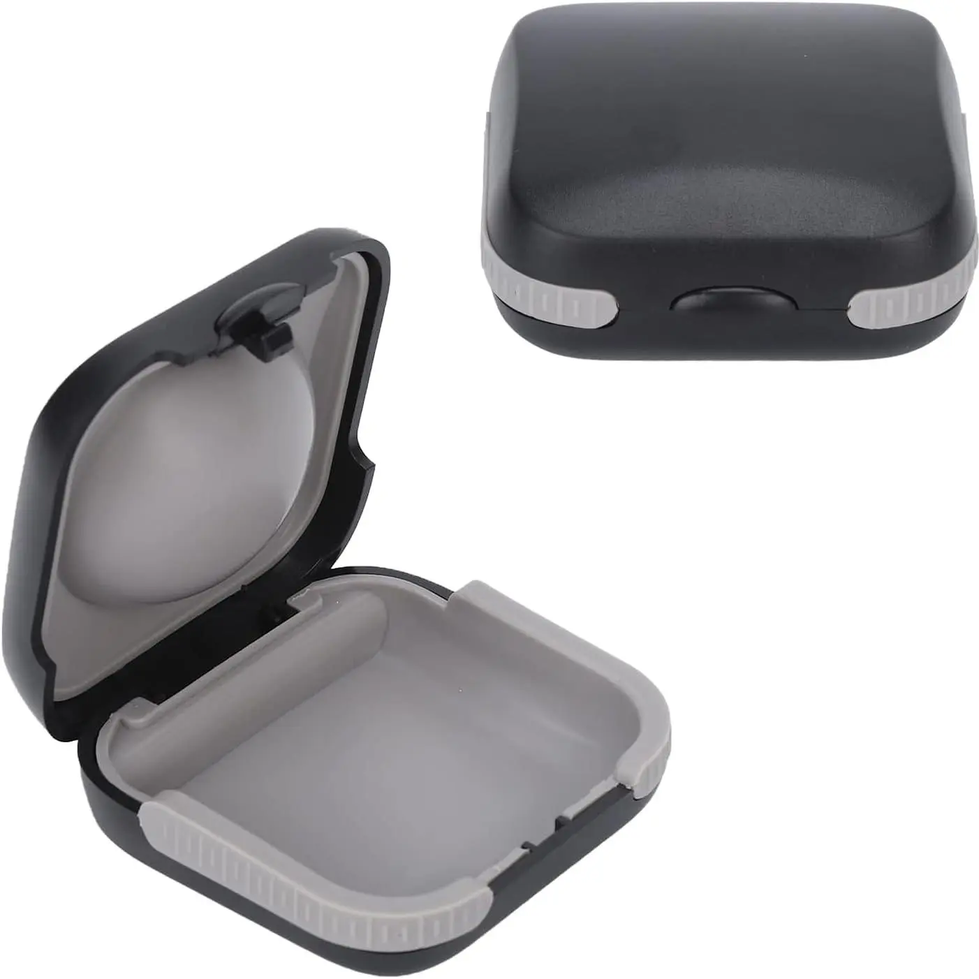 Hard Small Splashproof Travel Hearing Aid Protective Case with Cushioned Interior - Fits 2 ITE, RIC, CIC Hearing Aids, Includes Protection Cover & Accessories, 1-Count Black