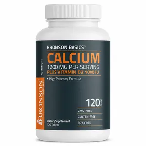Calcium 1200mg with Vitamin D3 1000 IU High Potency Formula for Bone Strength Teeth Health and Daily Wellness Support Non GMO 120 Tablets