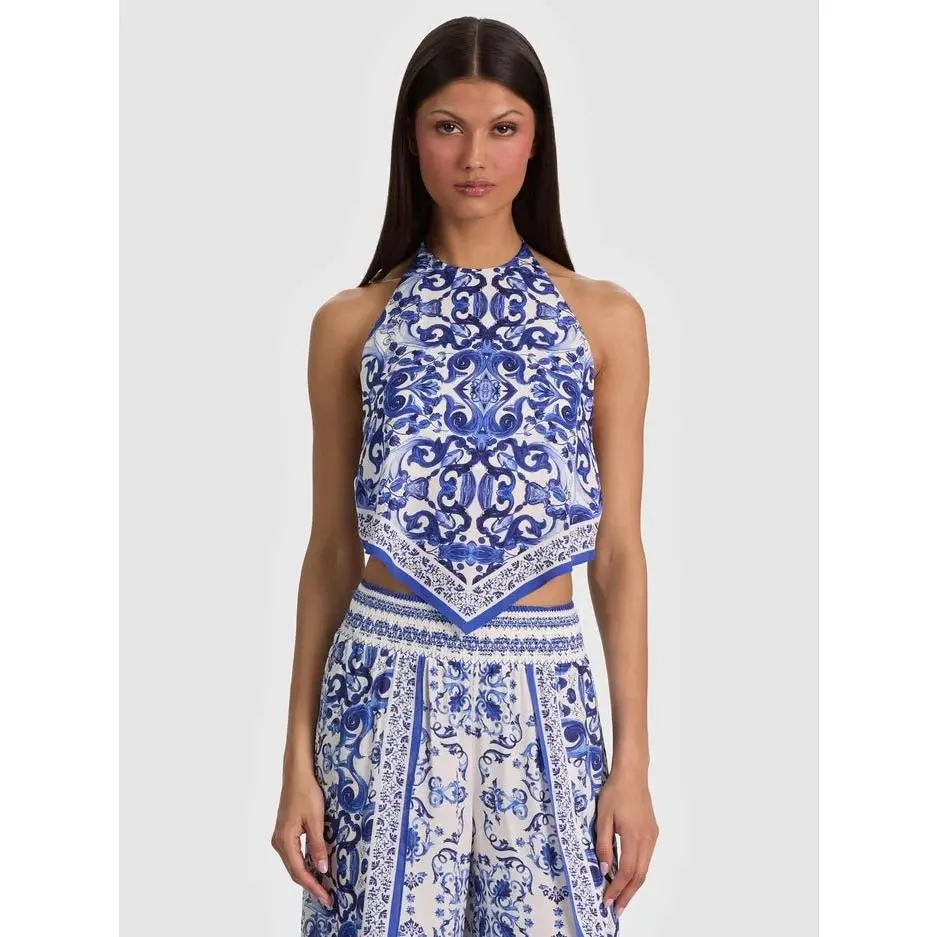 Alice + Olivia Frenchie Handkerchief Halter Top in Solstice