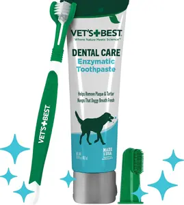 Dog Toothbrush & Enzymatic Toothpaste Kit - Teeth Cleaning - Made with Natural Ingredients - Bonus Care Guide & Finger Brush Included