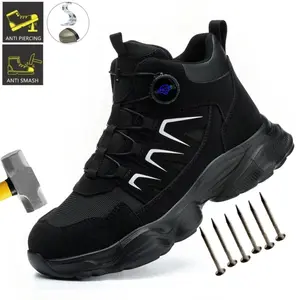 Men's Steel Toe Safety Sneakers – Lightweight,Breathable & All-Day Comfort,Swivel Buckle Design for Outdoor Work & Anti-Puncture Protection