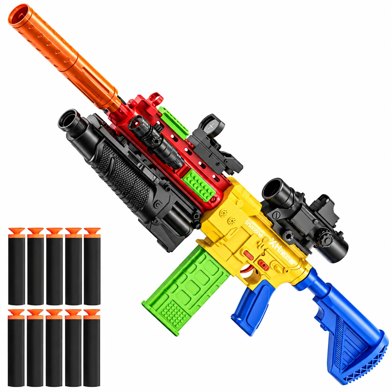 Building Block Soft Dart Toy Rifle Set, DIY Tactical Construction Blaster with Magazine & EVA Soft Darts, Creative Assembly Toy for Kids, Outdoor Team Games, Birthday & Holiday Gift